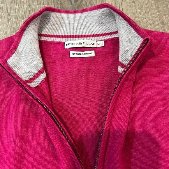 Men’s Size M Peter Millar 100% Wool Magenta Pink Vest Golf Preppy Super Soft - Picture 3 of 8